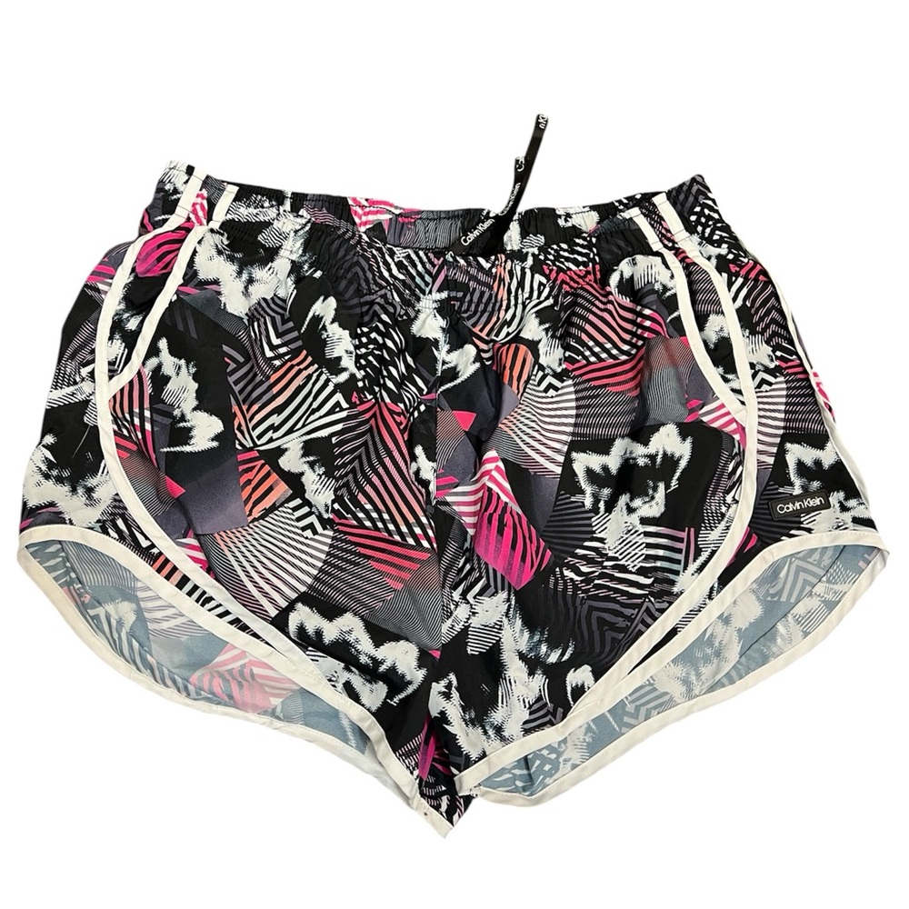 NWOT Calvin Klein Running Shorts Geo Shift Berry Patten Women XL